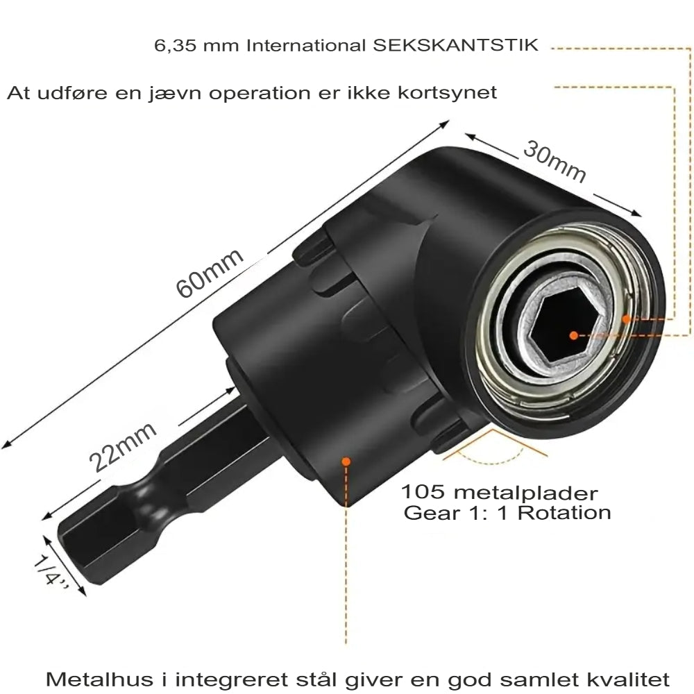 AngleDrive PRO™ 105° Borevinkeladapter | Nå trange steder med lethed