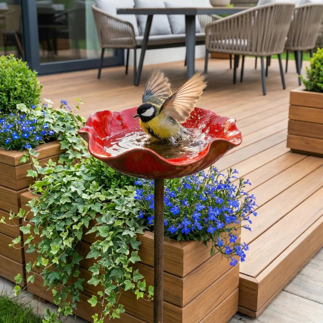 PetalHaven Garden™ – Have Fuglebad & Bestøver Vandstation