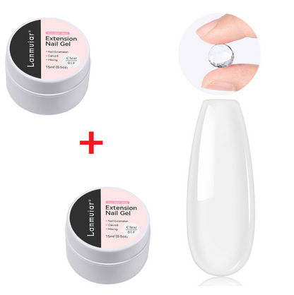 NailClear 1+1 GRATIS - 3 I 1 Transparent Neglehærder Og Forlængelsesgel
