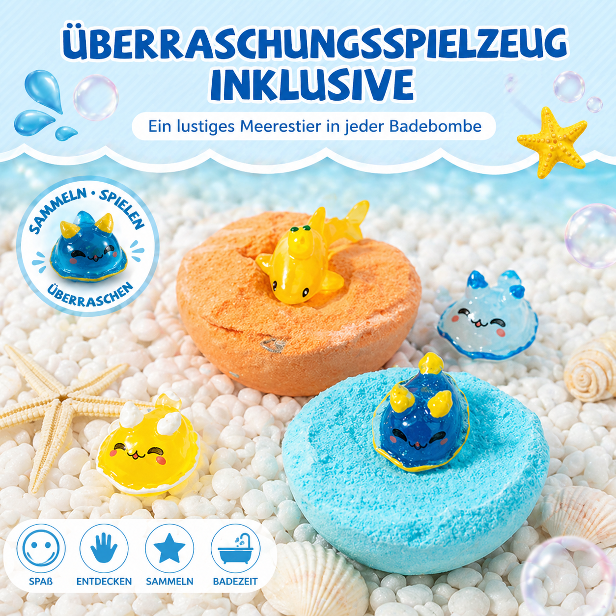🛁 60% RABAT! 🎁 12-delt badbombe-gavesæt til børn – farverige, duftende & hudvenlige ✨