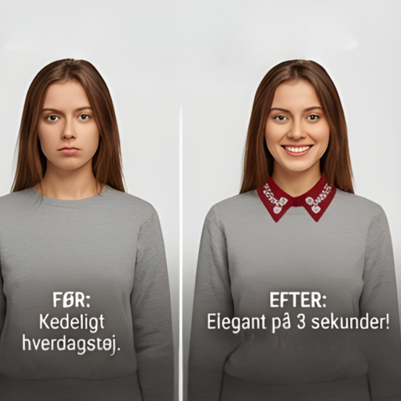 EleganCrest™ – Falsk Skjortekrave med Diamant- & Perledetaljer