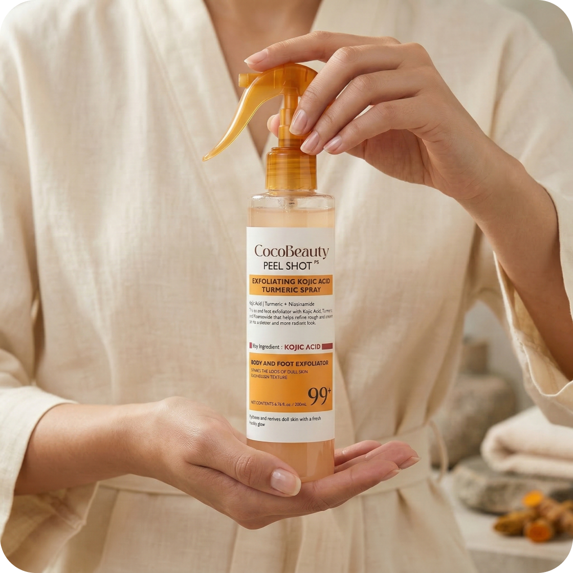 Lumièra – Body Peel Spray med Kojic + Gurkemeje