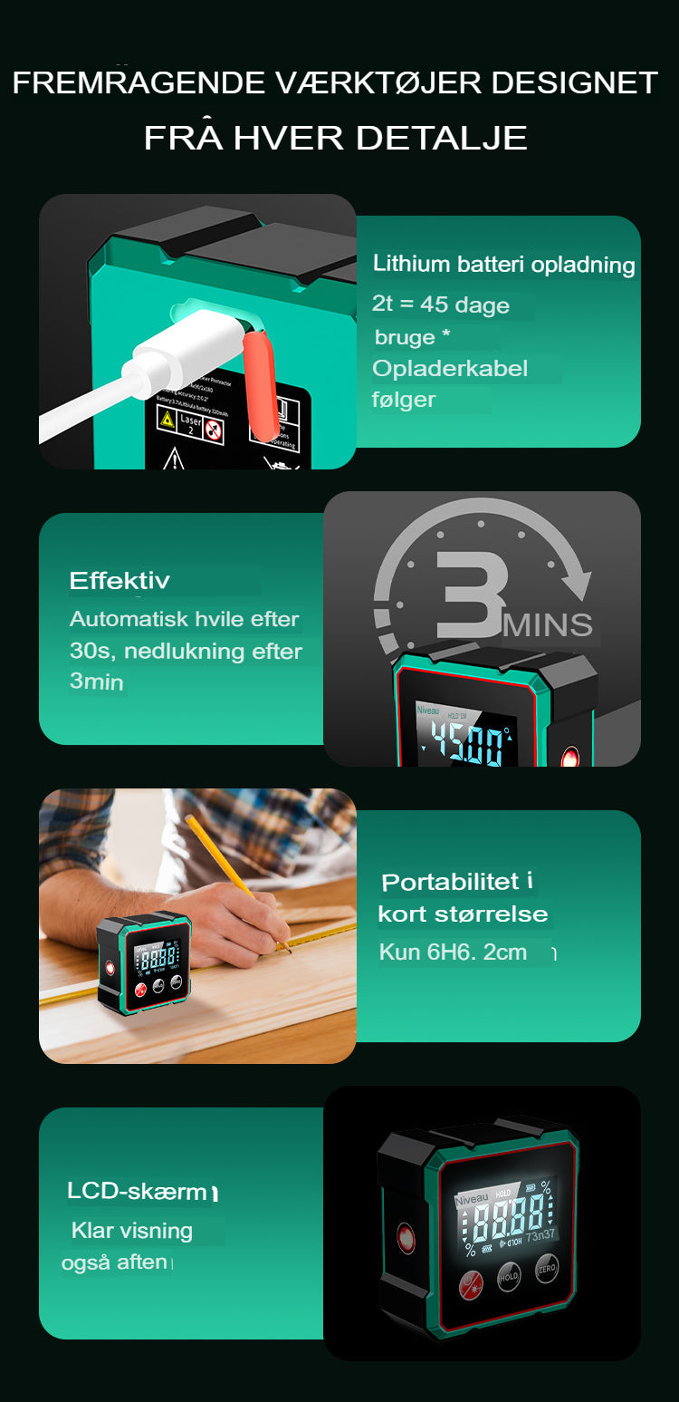 Magnetisk digital vinkelmåler med elektronisk laser