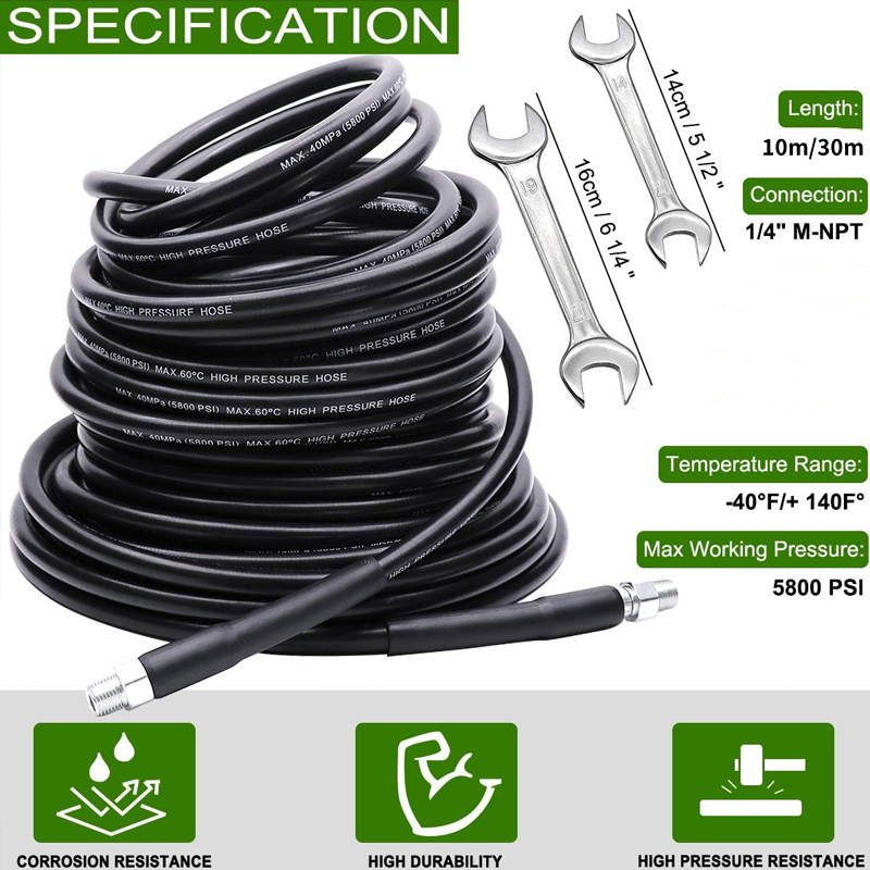 🚿 afløbsrensningssæt – højtryksdyse og slange til tilstoppede afløb/rør, kompatibel med de fleste højtryksrensere 🔧