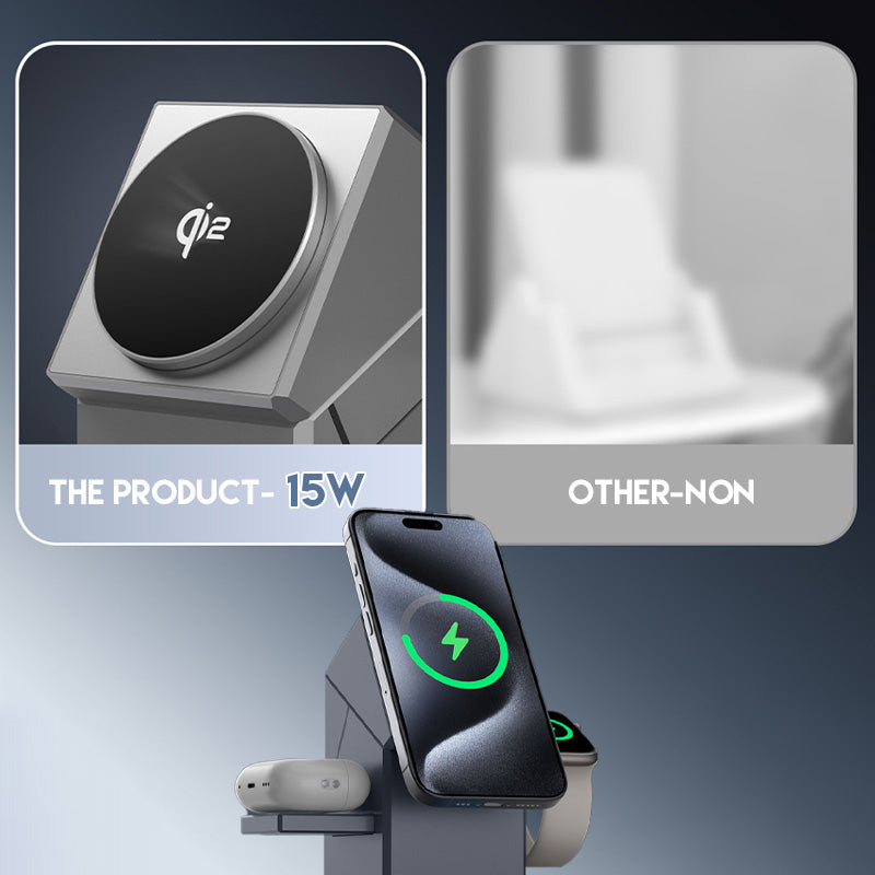 3-i-1 Foldbar Magnetisk Trådløs Oplader – Hurtig opladning til telefon / smartwatch / ørepropper: Kompakt & sikker!