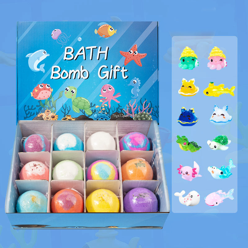 🛁 60% RABAT! 🎁 12-delt badbombe-gavesæt til børn – farverige, duftende & hudvenlige ✨