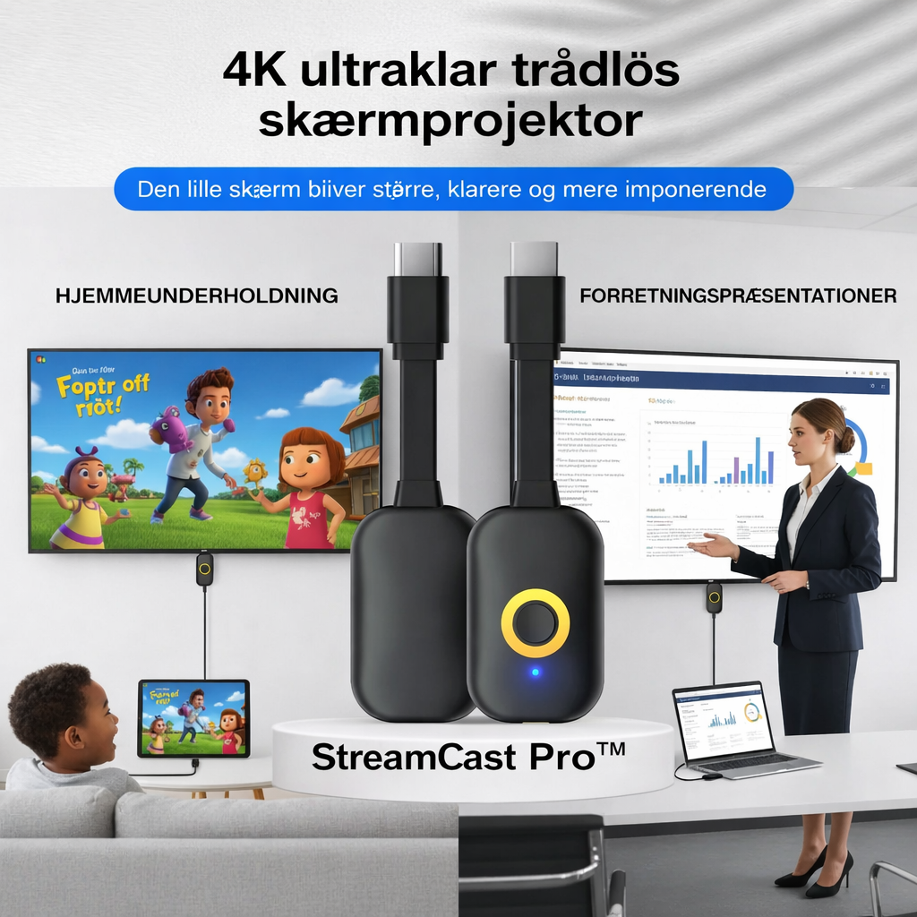 StreamCast Pro™ Trådløs skærmspejling – Større billede direkte på dit TV