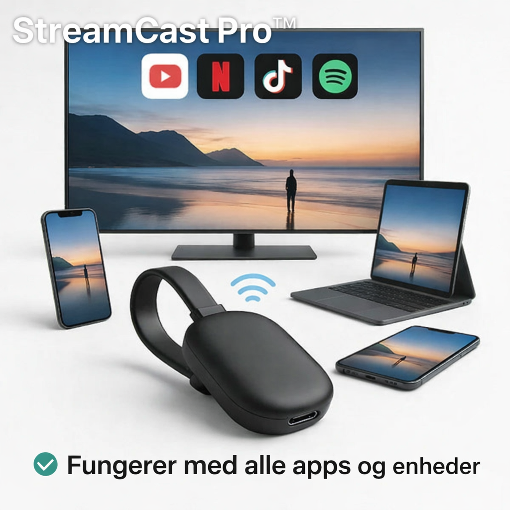 StreamCast Pro™ Trådløs skærmspejling – Større billede direkte på dit TV